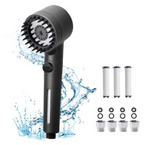 SIXRARI 샤워 헤드 마이크로 나노 버블 증압 절수 염소 제거 마사지 브러시 기능 정수 샤워 2 중산수판 3 단계 모드 수중 지수 버튼 카트리지 첨부 MKGT 어댑터 부착 설치 간단 피부 케어 모발 케어 보습