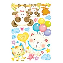 PGM1*^몰조인컴퍼니 요모조모 동물나라 스티커 시리즈2 포인트 인테리어 벽장식 용품 시트지 문꾸미기 데코^*1췤pgm, *^^옵션*^물방울세상 FDT-21004