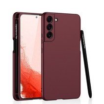 삼성 호환 갤럭시 S22 S21 5G 스타일러스 S-펜 소켓 슬롯 전화 케이스 FE 플러스 실리콘 커버 내장 스타일렛 펜, [01] Samsung S22, [04] wine red