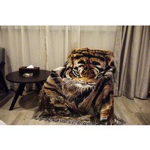 복고 레트로 올드스쿨 호랑이 문양 러그 담요