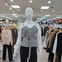 [무자크] DP03 카라넥 벨티드블라우스 카라넥 잔체크 레이어드 벨티드 블라우스 MM7W