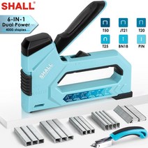에어타카 총 shall 6 in 1 헤비 듀티 실내 장식 스테이플러 4000 카운트 스테이플 수동 브래드 러 가정용 diy 용 스테이플