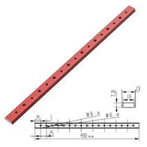 티트랙 T트랙 슬라이더 프로파일 목공 게이지100-450mm 빨간색 알루미늄 t 209, 구멍이 있는 1pc 450mm