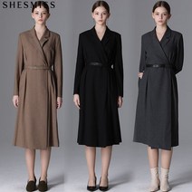 쉬즈미스 품격있는 레이디 벨티드 테일러드카라 랩원피스