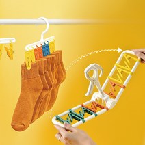 여행용 휴대용 접이식 빨래건조대 빨래집게 12p 행거, 일자 행거 옷걸이 빨래집게 8p 행거-화이트