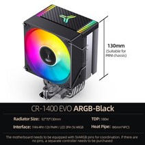 CPU쿨러 게이밍컴퓨터 JONSBO CR1400 EVO ARGB 4 히트 파이프 타워 5V 3 핀 CPU 쿨러 ITX 공랭식 인텔 LGA1700 115X 1200 AM5 냉각 팬, 4.CR1400AB - As Show - Ryzen A