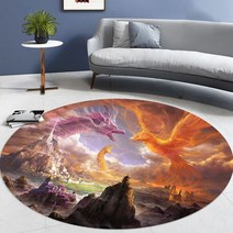 3D 프린트 레드 로즈 드래곤 라운드 카펫 거실 장식 블랙 바닥 매트 가정용 욕실 침실 침대 옆 매트 미끄럼 방지