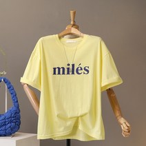 모노시크 레트로 마일 레터링 라운드 티셔츠 MNTE515