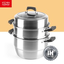 키친플라워 4단 스텐 찜기 30cm 고구마 이유식 킹크랩 찜기 찜솥 찜통 찜냄비
