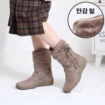 이나슈즈 국내제작 리본 스웨이드 셔링 털부츠 3cm 중년여성 엄마 방한화