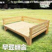 미엔우드 야외 원목 평상 실내 원목 테이블 데크 정자 DIY 조립식 무도색 595x595, 튼튼등받이평상, 대형(1900mm)