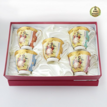 라이브잇 로얄에식스 엔틱풍 골드라인 빈티지 황실명화 머그 5종 세트, 9세트, 혼합색상