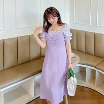 빅 사이즈 봄 여름 가을 퍼플 원피스 통통 정장 쇼핑몰 77 상체비만 패션 코디 여성 가족사진