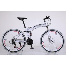 BeGasso 26 인치 접이식 자전거 가변 속도 충격 흡수 오일 디스크 브레이크 산악용, 26 인치cm, 화이트 6 나이프 마그네슘 합금 휠 + 24 단