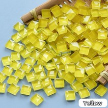 300g/10.58oz (약. 300pcs) 유리 모자이크 타일 1cm/0.39in 사각형 공예 DIY 만들기 재료 0.4mm/0.15in 두께, 300g-10.58oz, Yellow