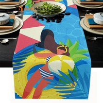 당구대 당구 다이 수영장 여름 축제 테이블 주자 웨딩 장식 주방 플레이스 매트 홈 커피 식탁 패드, 33 x 183cm