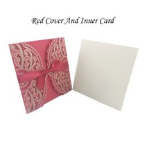 블루 화이트 골드 레드 레이저 컷 결혼식 초대장 카드 맞춤 리본 이벤트 생일 파티 웨딩 장식 1 개, [09] Cover And Inner Card