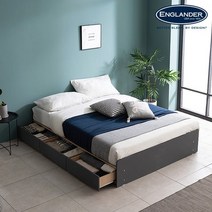 잉글랜더 알렉산더 헤드리스 3단 수납 침대 매트제외-Q, 오크