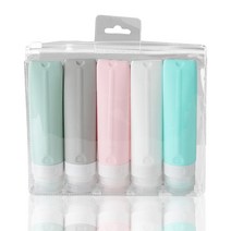 파스텔 휴대용 여행용 새지않는 말랑말랑 실리콘 공병 80ml, 그린,화이트,민트,핑크, 1세트