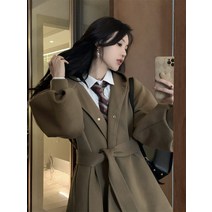 고등학생코트 스몰 후드 트렌치 코트 여자 가을 겨울 디자인