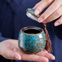 color Ceramic canister Memorial pet urn seal pot 큰 유골 관 porcelain jar human ashs storage memento bur, 파란 냄비, 리터(11x11x10)cm