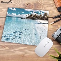 야자매트 엘리베이터보양 체크철판 식생매트 Mairuige 해변 바다 야자수 풍경 사용자 정의 인쇄 마우스 매트 미끄럼 방지 컴퓨터 마우스 패드 게임 속도 마우스 플레이 매트, 22x18cm