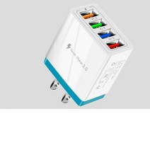 무선충전기 휴대폰 3.1A 4 포트 USB 벽 플러그 전원 어댑터 충전기 아이폰/안 드 로이드 큐브 벽돌 상자 기, 03 Light Blue_02 US Plug