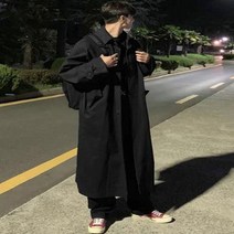 Mauroicardi 봄 가을 긴 오버 사이즈 블랙 카키 트렌치 코트 남자 라글란 슬리브 싱글 브레스트 루즈 캐주얼 한국 패션