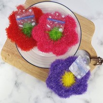 엘이케이 고급 아크릴 수세미(꽃), 3개