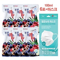 푸룬 통쾌한변화 파우치 6포 장음료 쾌변음료 변비음료 + 맑은누리마스크 5매, 6개, 100ml