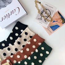 엠그레이(4개세트상품)귀여운 포인트 도트 땡땡이 무늬 중목 사계절 양말 삭스