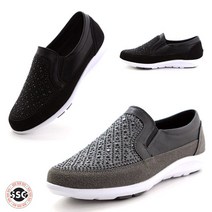 [경량] 가볍고 발볼편한 반짝이 큐빅 밴딩 쿠션감좋은 스니커즈 슬립온 끈없는 운동화