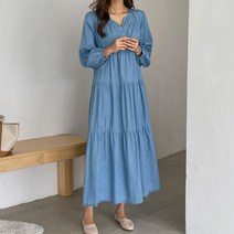 피핀 여성용 데님 캉캉 롱원피스 #38081