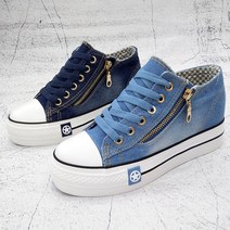 장바9니 숨은 키높이 운동화 데님 스니커즈 여성 슬립온슈즈01