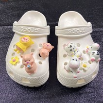 크록 자비츠 장식 악세사리 참 세트Croc를위한 매력 DIY 귀여운 암소와 Piglets 디자이너 악어 액세서리