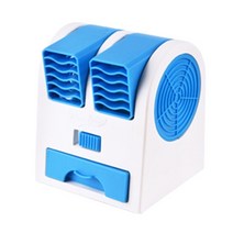 usb 미니 에어컨 휴대용 개인 냉각 팬 이중 공기 콘센트 여름 데스크탑 공기 냉각기 팬, 푸른, blue