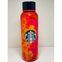 스타벅스 2022 Floral Red Orange Ombre Glass 물병 텀블러 20온즈