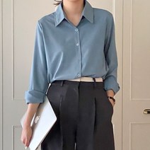 데일리 링클프리 여성 롱 셔츠 루즈핏 남방 여자 화이트 블랙 블라우스 6컬러 W403