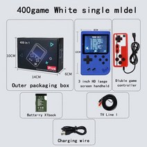 vewlix 뷰릭스 새로운 400 in 1 비디오 게임 콘솔 레트로 휴대용 미니 3 인치, 게임 패드가 있는 파란색