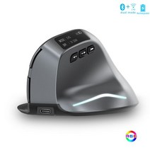 인체공학마우스 OLED 스크린 2.4 DPI RGB 게임용 마우스 3200G + 블루투스 수직 충전식 무선 인체 공학적, 01 Gray