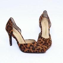 마롱패션 호피 패턴 9굽 사이드오픈하이힐 오픈 슈즈 사이드오