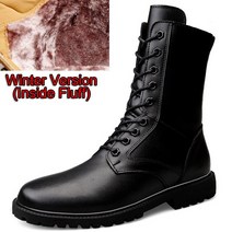 바이커 부츠 배달 오토바이 방한 GLAZOV-겨울 남성 오토바이 부츠 2022 이탈리아 카우보이 전투 정품 가죽, 02 Black Fluff
