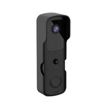 스마트 인터폰 Wsdcam hd 1080p tuya 비디오 초인종 wifi 무선 초인종 카메라 방수 야외 모니터 스마트 홈 인터콤 도어 벨, 블랙 세트, 오 플러그