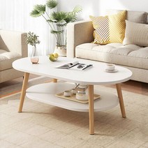 티테이블 루케인 비웰 600 타원형 2단 거실테이블, 베이지