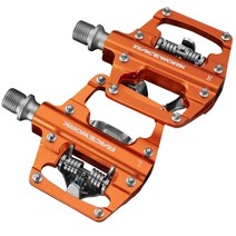 racework mtb 자전거 클립리스 페달 자동 잠금 cnc 알루미늄 합금 du 베어링 spd 더블 플랫 플랫폼 산악 자전거 페달, 오렌지