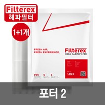 1+1 PM0.3 헤파 포터2(~2016) 차량용 에어컨필터, 현대, 2개-포터2 04.01~16.08(S121)