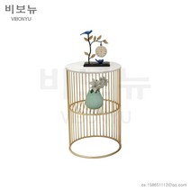 북유럽 마블 미니 골드 대리석 협탁 사이드테이블 티테이블, 금색 화이트