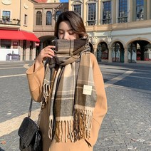 럭셔리 격자 무늬 스카프 겨울 따뜻한 캐시미어 롱 반다나 파시미나 풀 라드 여성 술 목도리 및 랩 2022 디, 한개옵션1, 55 64