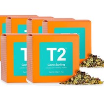 티투 T2 Gone Surfing Loose Leaf 호주 곤 서핑 루즈 리프 허브티 잎차 50g, 6팩