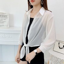 리본 매듭 크롭 블라우스 하늘비즈 C31 W146S431
